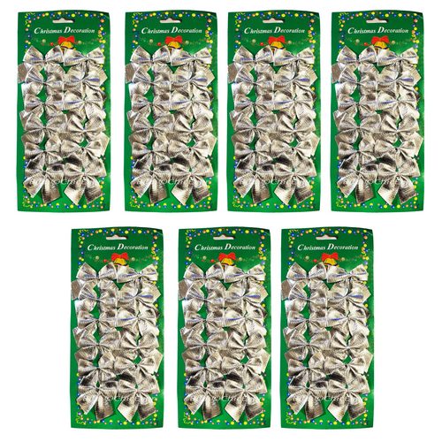 84 Mini Schleifen silber Weihnachten Weihnachtsschleifen Schleife Christbaum 5cm - zum Schließen ins Bild klicken